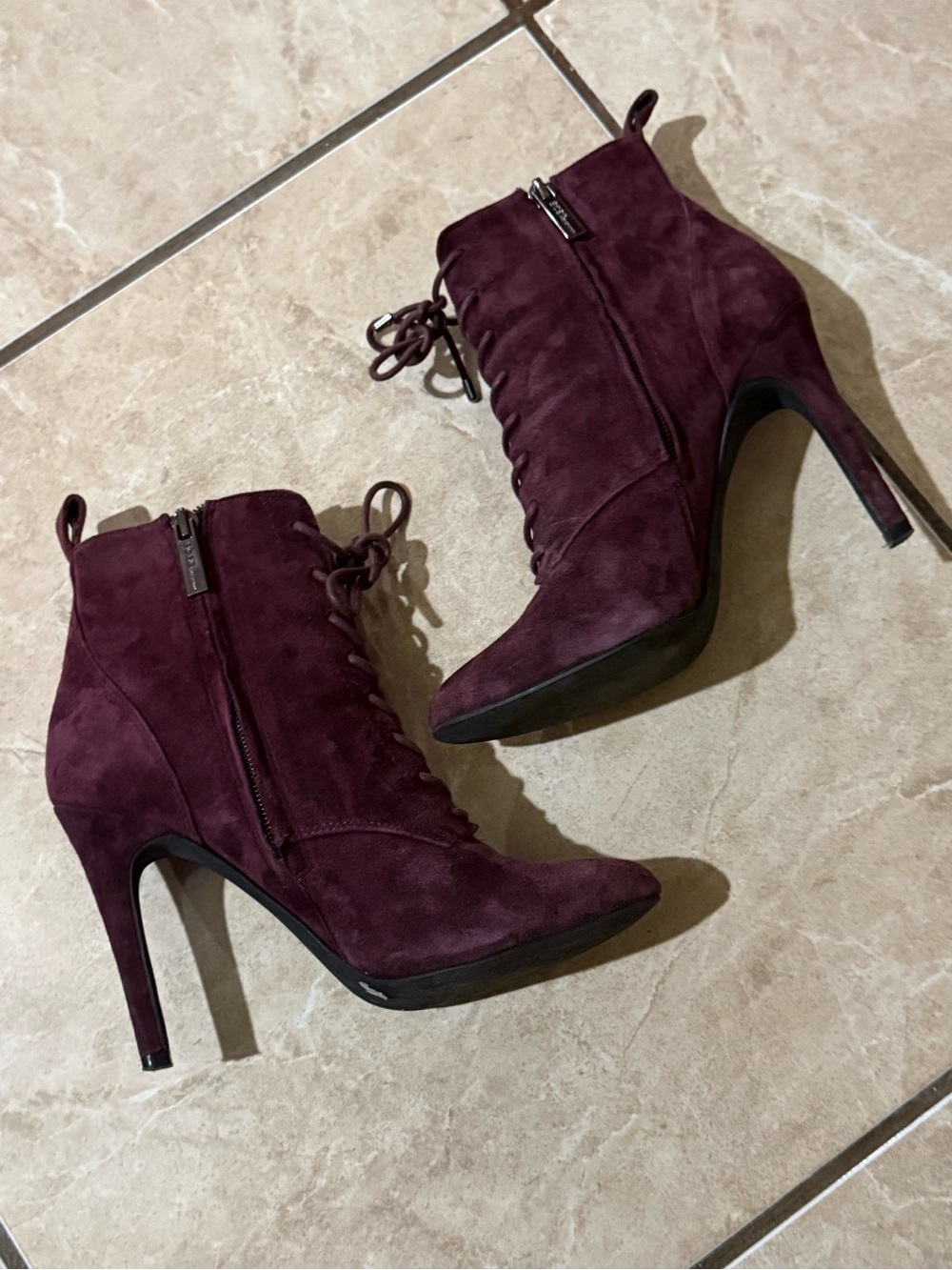 BCBG Lace-Up Suede Ankle Boots - Picture 8 of 8
